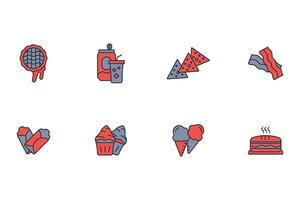 Fast food icon set..Editable stroke.linear style sign for use web design,logo.Symbol illustration. vector