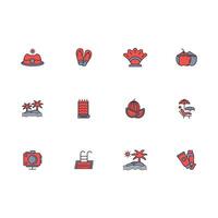 Summer icon set..Editable stroke.linear style sign for use web design,logo.Symbol illustration. vector