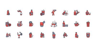 Drinks icon set..Editable stroke.linear style sign for use web design,logo.Symbol illustration. vector