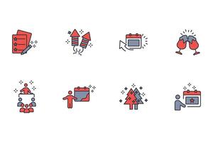 New year icon set..Editable stroke.linear style sign for use web design,logo.Symbol illustration. vector
