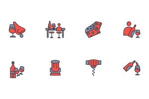 Wine icon set..Editable stroke.linear style sign for use web design,logo.Symbol illustration. vector