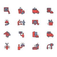 Food delivery icon set..Editable stroke.linear style sign for use web design,logo.Symbol illustration. vector