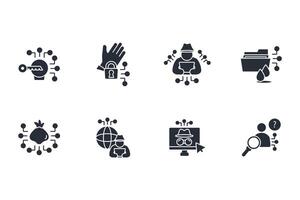 Dark web icon set..Editable stroke.linear style sign for use web design,logo.Symbol illustration. vector