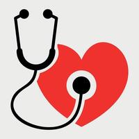 icon of medical stethoscope on heart background isolated vector