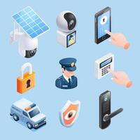 Security system isometric icon set vector