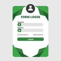 login form template with elegant and modern green frame vector