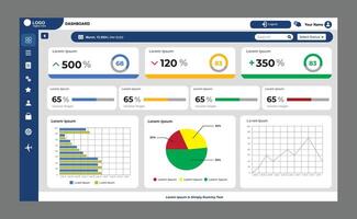 web dashboard template with a modern and elegant blue frame vector