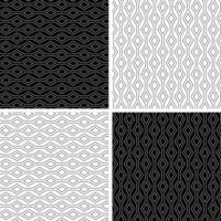 Abstract geometric seamless black white outline stripe pattern with diamonds vector