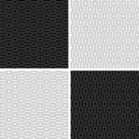 Abstract geometric seamless black white outline stripe pattern with squares vector
