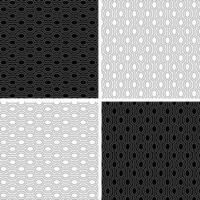 Abstract geometric seamless black white outline stripe pattern with ovals vector