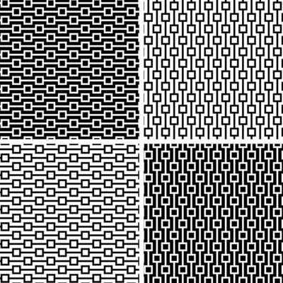 Abstract geometric seamless black white stripe pattern with squares