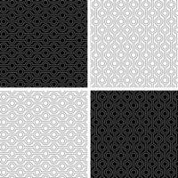 Abstract geometric seamless black white outline stripe pattern with circles vector