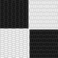 Abstract geometric seamless black white outline stripe pattern with rectangles vector