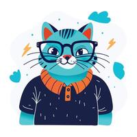 A flat style sticker of a clever cat vector