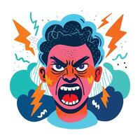 Furious character sticker in flat style vector