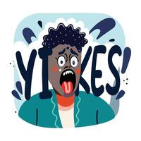 A flat style sticker of yikes typography vector