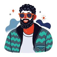 A flat style sticker of a cool man vector