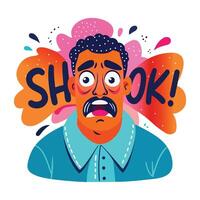 A flat style sticker of shocked character vector