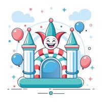 Jumping castle illustration in flat style vector