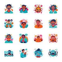 Collection of Flat Style Reaction Stickers vector