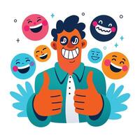 A character thumbs up reaction, a flat style vector