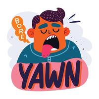A flat style sticker of bored character vector