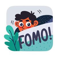 A shy character hiding himself, a flat style vector
