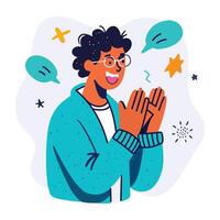 A character based applause sticker in flat style vector