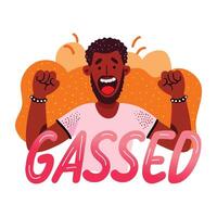 A flat style sticker of exited character vector