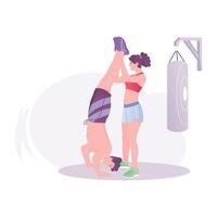 A woman doing exercise with resistance band, a flat illustration vector