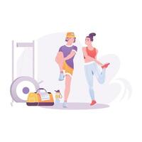 A woman doing exercise with resistance band, a flat illustration vector