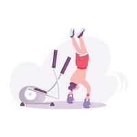 A woman doing exercise with resistance band, a flat illustration vector