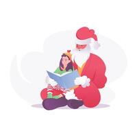 Santa claus with a child, a flat style illustration vector