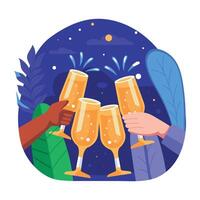 Wine toast illustration in flat style vector