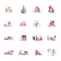 Bundle of Delivery Service Flat Illustrations vector