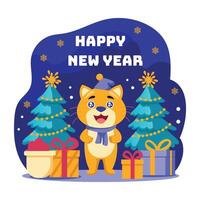 Happy new year illustration in flat style vector