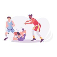 A flat style illustration of playing basketball vector