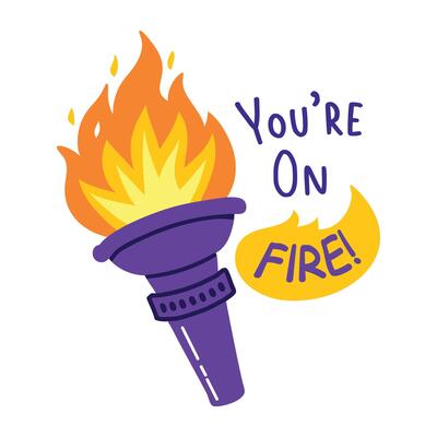 Torch fire sticker in flat style