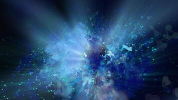 a bright galaxy made of billions of particles glows with neon and moves in space video