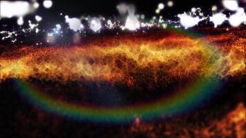 Magical waves of bright energy.High tech rainbow light ray particles and bokeh energy video