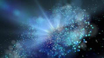 a bright galaxy made of billions of particles glows with neon and moves in space video