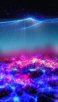 magisch Wellen von hell Energie.hoch Technik Regenbogen Licht Strahl Partikel und Bokeh Energie video
