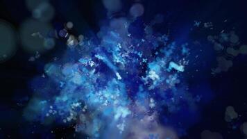 a bright galaxy made of billions of particles glows with neon and moves in space video
