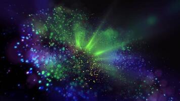 a bright galaxy made of billions of particles glows with neon and moves in space video