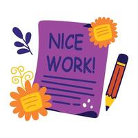 Nice work sticker in flat style vector