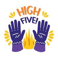 A flat style sticker of high five vector
