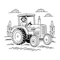 Tractor coloring pages for kids vector