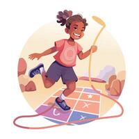 A flat style illustration of kid playing with rope vector