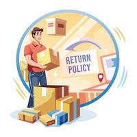 Shopkeeper standing on a table, a flat style illustration vector