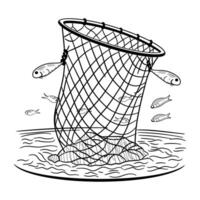 Fishing net with fish in it vector